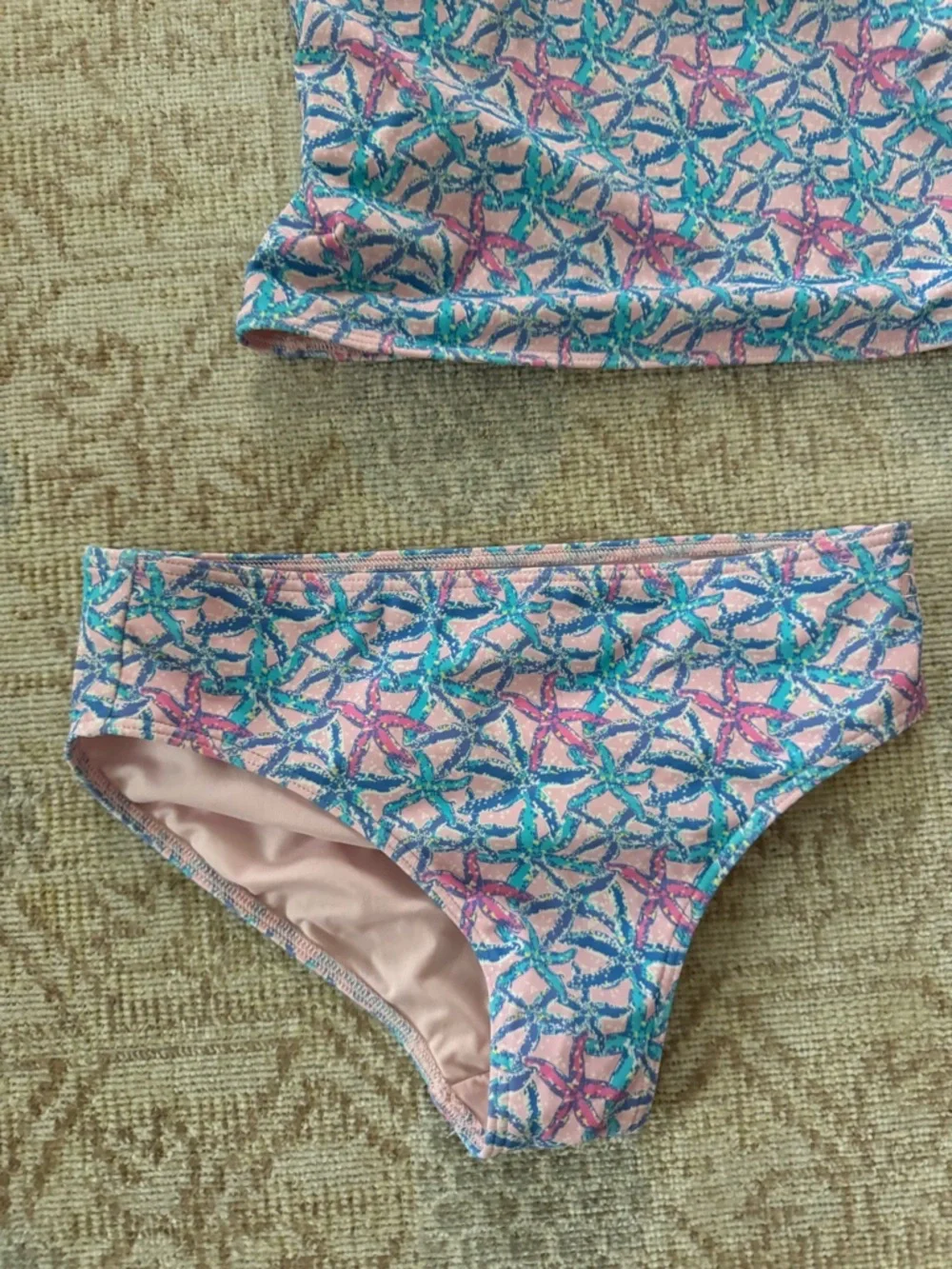 Vineyard Vines Girls Two-Piece Ruffled One-Shoulder Tankini Set